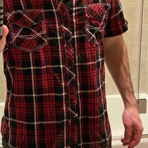Large Route 66 Black & Red Collared Button Down Shirt